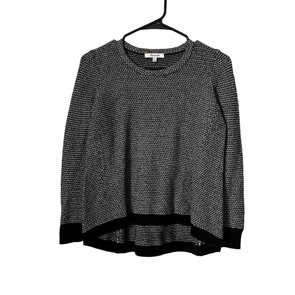 Madewell black and white knit crewneck sweater casual comfortable warm
